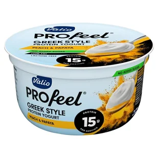 Valio Profeel Wysokobiałkowy jogurt warstwowy z sosem o smaku brzoskwini i papai 160 g - Kefiry, jogurty, maślanki - miniaturka - grafika 1