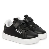 Buty dla chłopców - Sneakersy BOSS J52824 M Czarny - miniaturka - grafika 1