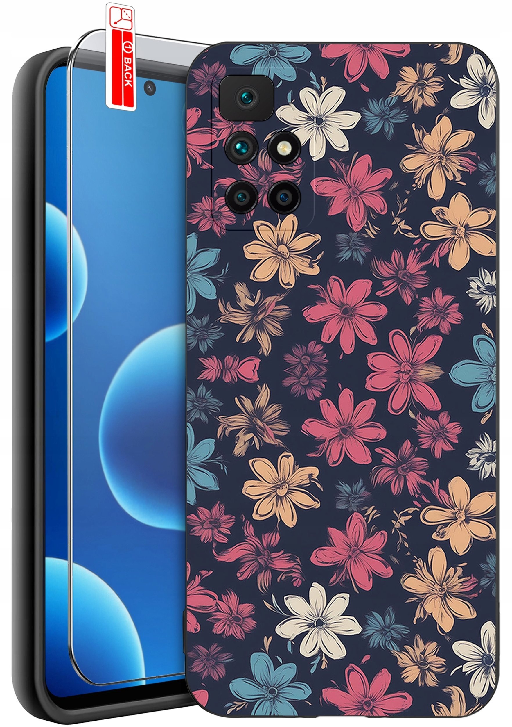 krainaGSM Etui Do Xiaomi Redmi 10 Wzory Silikonowe Matt Case + Szkło 9H