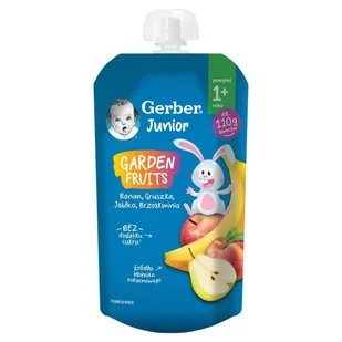 Gerber Junior Garden Fruits Deserek banan gruszka jabłko brzoskwinia powyżej 1+ roku 110 g - Przekąski dla dzieci - miniaturka - grafika 1