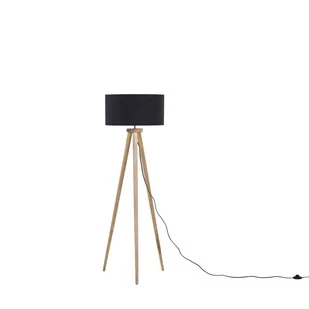 Beliani Lampa podłogowa Lampa podłogowa drewniana czarna NITRA 12905 - Lampy stojące - miniaturka - grafika 1