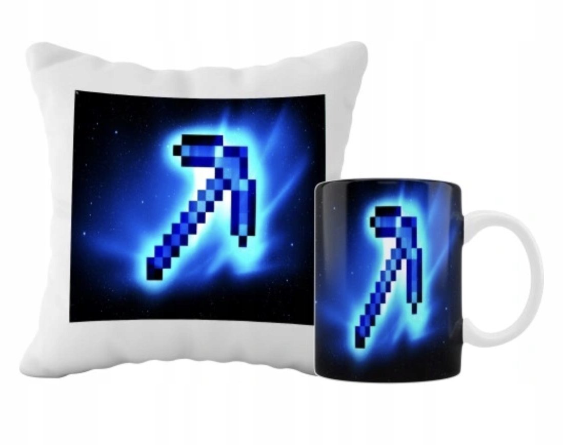 ZESTAW PODUSZKA + KUBEK Prezent MINECRAFT CREEPER gra + IMIĘ 40