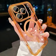 Etui i futerały do telefonów - TEMU Etui na telefon: Magnetyczne Przezroczyste z Folią Ochronną Pomarańczowe Etui na iPhone 17 Pro Max Air Miękka Akrylowa Przezroczysta Tylna - miniaturka - grafika 1