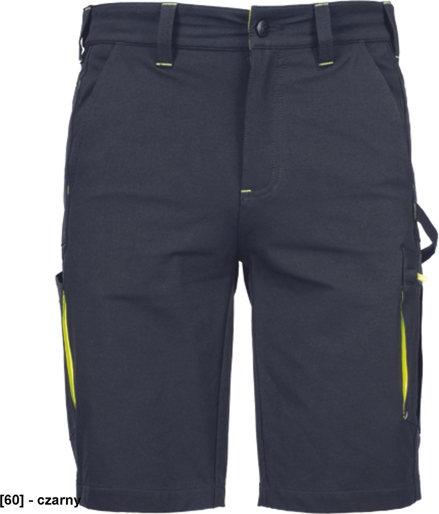 CERVA L-SURE DAWSON - Wygodne męskie szorty materiał typu stretch elementy odblaskowe i Hi-vis wiele kieszeni 4XL