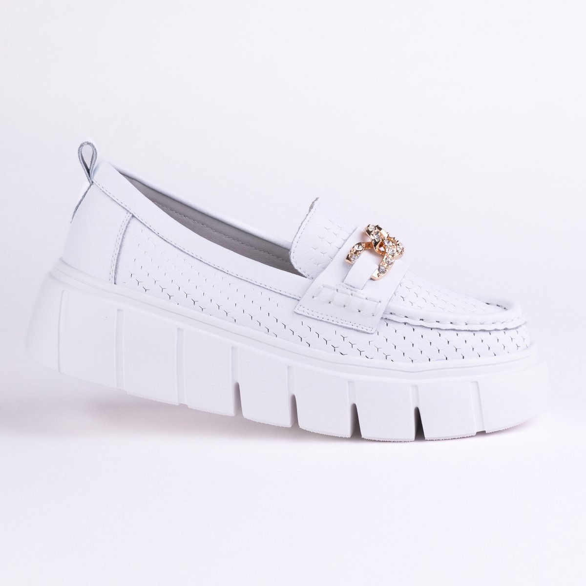 Mokasyny damskie ażurowe GOODIN GD-FT-127 skóra zamsz ażurek lekkie biel 41