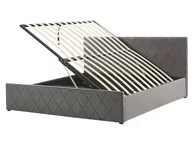 Łóżka - Beliani Łóżko z pojemnikiem welurowe 160 x 200 cm szare ROCHEFORT - miniaturka - grafika 1