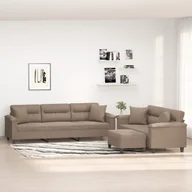 Komplety wypoczynkowe - vidaXL 3-częściowy komplet wypoczynkowy, taupe, mikrofibra - miniaturka - grafika 1