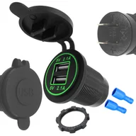 Ładowarki samochodowe - ŁADOWARKA SAMOCHODOWA MONTAŻOWA USB 12V-24V 4.2A RING zielony LED - miniaturka - grafika 1