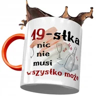 Kubki - Kubek Pomarańczowy na Urodziny 19 19ste 19-ste z Nadrukiem ze Zdjęciem + Opakowanie na prezent (wzór 02) - miniaturka - grafika 1