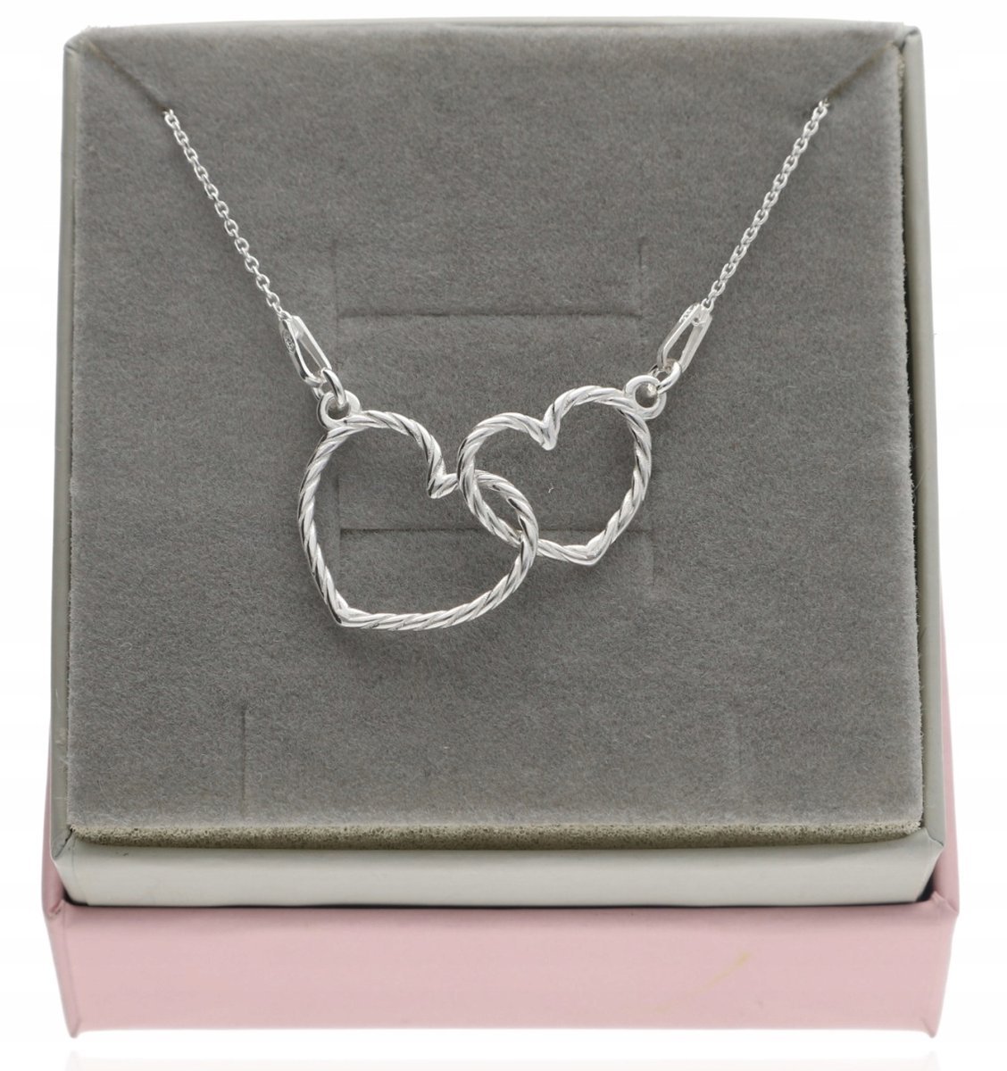 Srebrny naszyjnik CELEBRYTKA serce serduszka dwa SREBRO 925 50 cm