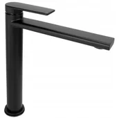 Baterie umywalkowe - Rossa Czarna Bateria Umywalkowa Wysoka Nablatowa - miniaturka - grafika 1