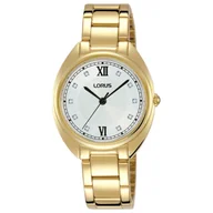 Zegarki damskie - Złoty zegarek damski Lorus z bransoletą i kryształami na tarczy RG202SX9 - miniaturka - grafika 1