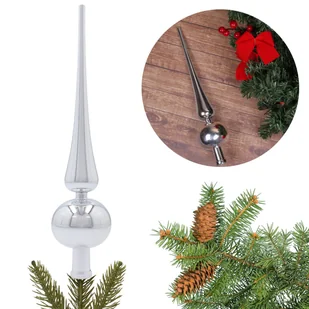 Srebrny szpic, czubek na choinkę, świąteczna ozdoba szczytowa 30 cm - Ozdoby bożonarodzeniowe - miniaturka - grafika 1