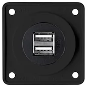 Gniazdka elektryczne - Hager Polo Integro Gniazdo USB ładowania podwójne, 12V, 3A; antracyt mat, mechanizm czarny 926022505 926022505 - miniaturka - grafika 1