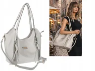 Torebki damskie - Torebka Damska Worek Shopper Torba na Ramię duża pajemna CH2163 Szara - miniaturka - grafika 1