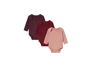 lupilu® Body niemowlęce bawełniane z długimi rękawami, 3 sztuki (62-68, bordowy/różowy) - Body dla niemowląt - miniaturka - grafika 1