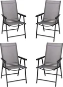 Fotele i krzesła ogrodowe - Springos Krzesła ogrodowe, metalowe na balkon, zestaw 4 krzeseł na taras składane szaro-czarne UNIWERSALNY - miniaturka - grafika 1