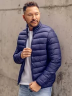 Kurtki męskie - Granatowa pikowana przejściowa kurtka męska Denley LY33A - miniaturka - grafika 1