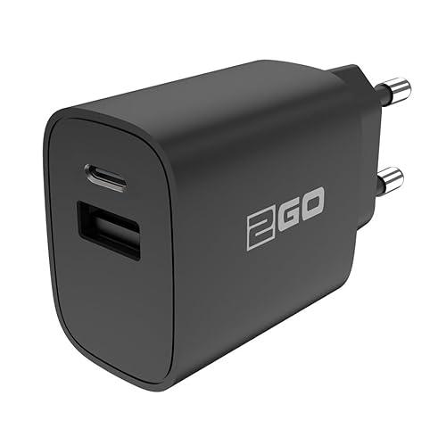 Ładowarka 2GO 20W 2-portowa 1x USB-A i 1x USB-C czarna