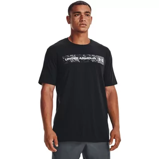 Koszulki sportowe męskie - Męski t-shirt z nadrukiem Under Armour UA CAMO CHEST STRIPE SS - czarny - UNDER ARMOUR - grafika 1
