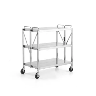 Składany wózek ze stali nierdzewnej METRO, 150 kg, 3 półki, 880x500x960 mm - Inne urządzenia handlowo-usługowe - miniaturka - grafika 1