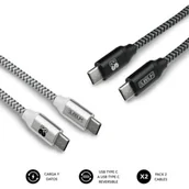 Kable komputerowe i do monitorów - SUBBLIM Zestaw 2 kabli USB typu C - USB A, szybkie ładowanie 3.0A, kabel w podwójnym oplocie nylonowym, 1 metr, synchronizacja danych, taśma organiz.. - miniaturka - grafika 1