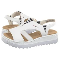 Sandały damskie - Sandały Białe V44Y5-80 White (RI179-a) Rieker - miniaturka - grafika 1