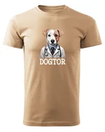 Koszulki i topy damskie - Koszulka Dogtor dla Weterynarzy i Lekarzy Beżowy S - miniaturka - grafika 1