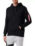 Bluzy męskie - ALPHA INDUSTRIES Męska bluza z kapturem Red Stripe Hoody, czarny/biały, XL - miniaturka - grafika 1