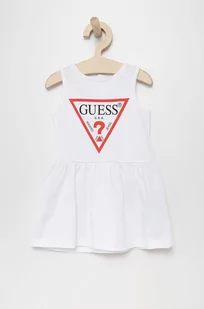 Guess Sukienka bawełniana dziecięca kolor biały mini rozkloszowana - Sukienki - miniaturka - grafika 1