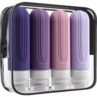 Pozostałe akcesoria kosmetyczne - TEMU 4 Szt. Zestaw Podróżny Do Makijażu Lotion Szampon Butelka Z Gelmą Podprysznicowa Butelka Macaron Squeeze Bottle Przenośny Pusty Zestaw Butelek - miniaturka - grafika 1