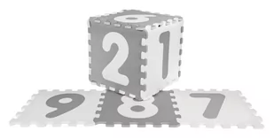 Mata biało-szara z 9 Puzzli dla dzieci 10m+ Wyjmowane cyfry litery + Pianka EVA + Powłoka antybakteryjna Ag+ - Maty edukacyjne - miniaturka - grafika 1