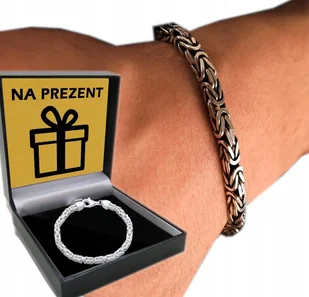 SREBRNA BRANSOLETA Męska SREBRO pr. 925 Królewski Bizantyjski 5mm/22cm - Bransolety męskie - miniaturka - grafika 1