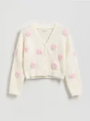 Swetry dla dziewczynek - Reserved - Puszysty kardigan - złamana biel - miniaturka - grafika 1