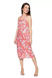 Queen Kerosin Damska letnia sukienka z tropikalnym wzorem wycięcie w kształcie litery V bez rękawów letnia sukienka normalna wzór, czerwony, XXL - Sukienki - miniaturka - grafika 1