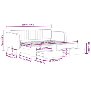 Sofa rozsuwana z szufladami, niebieska, 80x200 cm, aksamit Lumarko! - Łóżka - miniaturka - grafika 13