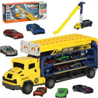 Zabawki konstrukcyjne - Tor wyścigowy samochodowy laweta transporter 6 el. żółty - miniaturka - grafika 1