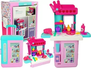 LEANToys Zestaw Piękności Toaletka w Walizce Korona Akcesoria Do Makijażu Różowa 8521 - Zabawy w naśladowanie dorosłych - miniaturka - grafika 1