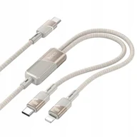 Kable USB - Kabel 2w1 USB C do USB C + Lightning Hoco 5A 100W 1,2 m U139 złoty - miniaturka - grafika 1