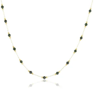 Łańcuszek złoty czarne koraliki 45 cm stal chirurgiczna - Łańcuszki - miniaturka - grafika 1