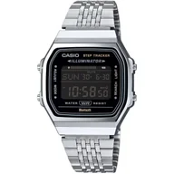 Zegarki męskie - Casio Vintage Bluetooth zegarek retro z krokomierzem srebrny ciemny ABL-100WE-1BEF - miniaturka - grafika 1