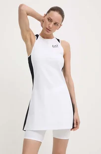 EA7 Emporio Armani sukienka sportowa kolor biały mini rozkloszowana - Sukienki - miniaturka - grafika 1