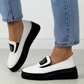 Półbuty damskie - Białe skórzane półbuty damskie Vinceza 87980 - miniaturka - grafika 1