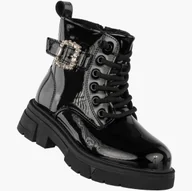 Botki damskie - Trzewiki Dziecięce Botki Ekoskóra Zimowe Eleganckie Ocieplane Czarne Apawwa N5035R Czarny 35 - miniaturka - grafika 1