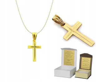 Złoty łańcuszek pr. 585 Krzyżyk Krzyż Chrzest Komunia 50 cm AZ1KZ3 - Biżuteria dla dzieci - miniaturka - grafika 1
