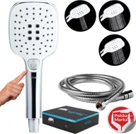 Węże prysznicowe - SOTBE Wąż prysznicowy LARK WHITE SQUARE Zestaw prysznicowy słuchawka kwadratowa + wąż - miniaturka - grafika 1