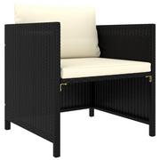 Fotele i krzesła ogrodowe - vidaXL Fotel ogrodowy z poduszkami rattan PE czarny 313510 - miniaturka - grafika 1