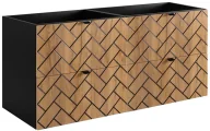 Szafki łazienkowe - Wisząca szafka umywalkowa podwójna 120 cm czarny + dąb craft złoty P7-B13 - miniaturka - grafika 1