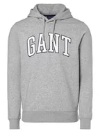 Bluzy męskie - Gant - Męska bluza z kapturem, szary - miniaturka - grafika 1
