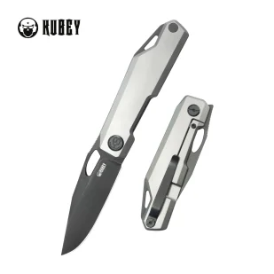 Nóż składany Kubey Verijero Grey Titanium, Blackwashed 14C28N by George Ovchinnikov (KB340B) - Noże - miniaturka - grafika 1